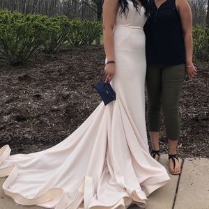 Ivory Jovani Off the Should Prom Dress with Train